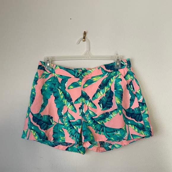 Paradise Palms Turquoise, Pink & Purple Leaf Tropical Everyday  Pocket Shorts